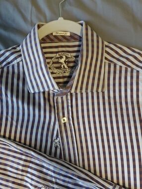 Bugatchi Purple and White Checked Dress Shirt
